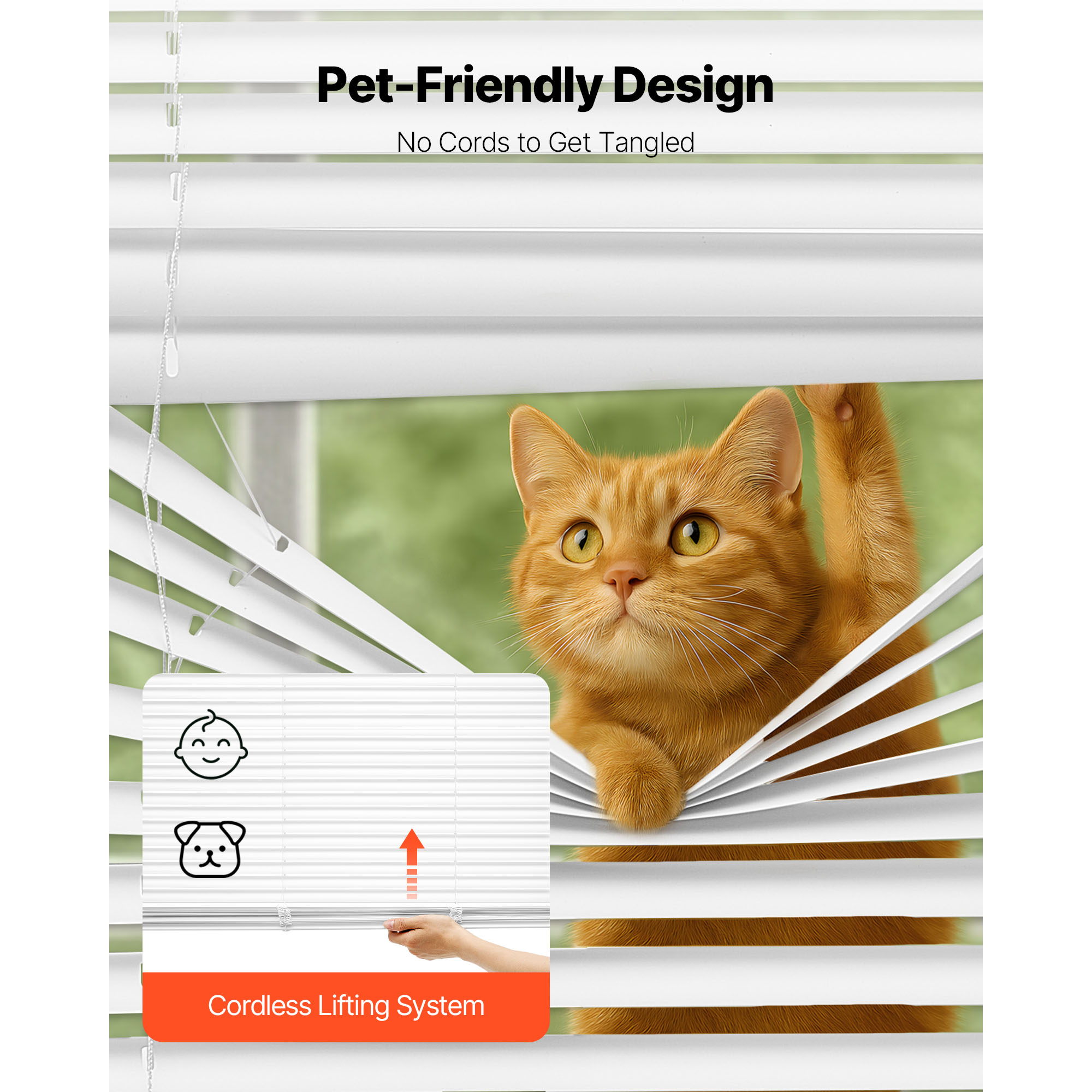 Mini Blinds 35" W X 48" H 1" Slat Cordless Horizontal Light Filtering Mini Blind_voghion.com